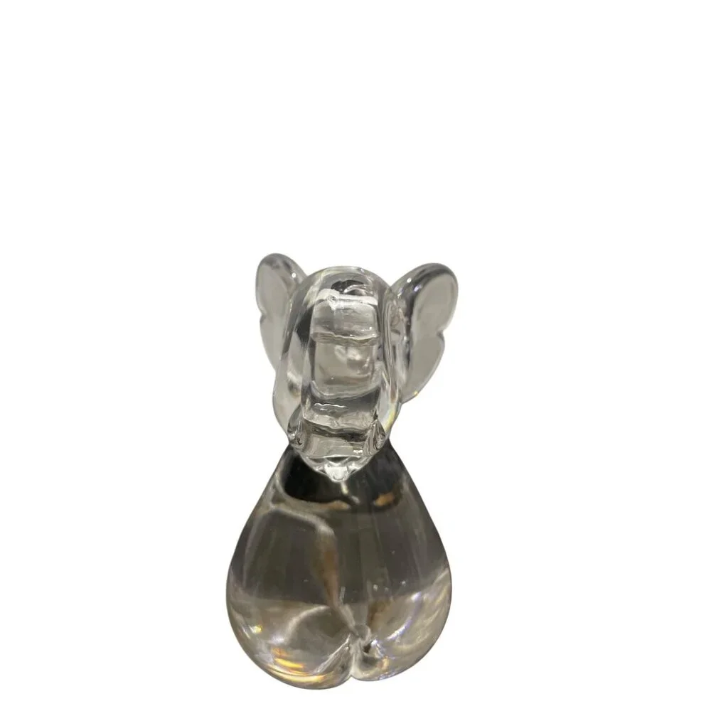 Art Glass HANDBLOWN Clear Glass Elephant Lucky Trunk up 5” Tall